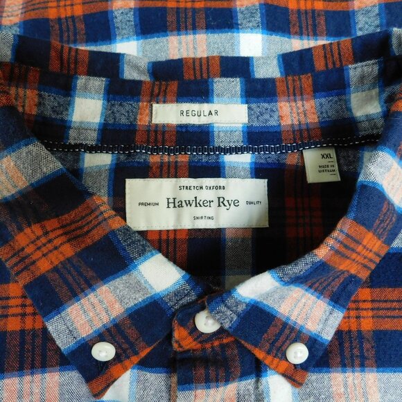 HAWKER RYE Oxford Stretch Flannel Button Down Shirt Plaid Check Mens XXL - Picture 5 of 8